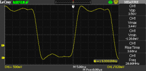 The actual rise time of the measured signal is around 1 ns. One can derive the scope's bandwidth mathematically from the measured rise time.