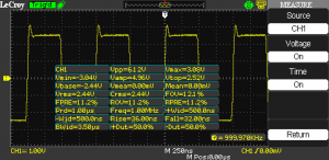 WaveAce 1002 with all measurements turned on. Looks a bit cluttered but with that amount of measurements to display, that's just how it's going to be.