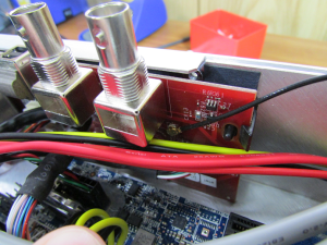 10 MHz reference input (right) and trigger out (left) BNC connectors